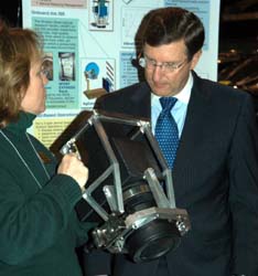 Senator Conrad with Cheryl Osowski, UND's School of Engineering and Mines.