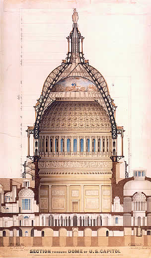 1859 Cross-Section Drawing of the Capitol Dome and Rotunda 