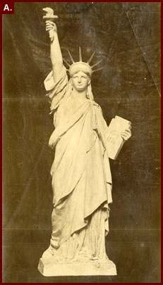 In 1876 Frederic Auguste Bartholdi deposited this photograph of a model for the Statue of Liberty