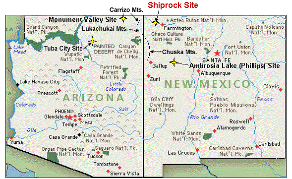 Map of New Mexico showing the location of the Shiprock Mill. Having trouble? Call 202 586-8800 for help.