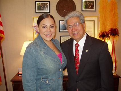 Hawaii's new Miss Aloha Hula -- Bernice Alohanamakanamaikalanimai Davis-Lim of Kohala met with Senator Daniel Akaka in his Washington, D.C. office.