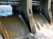photo of water spilling at dam