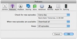 Podcasts Settings