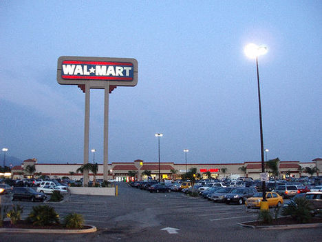 wal-mart store parking lot and sign photo