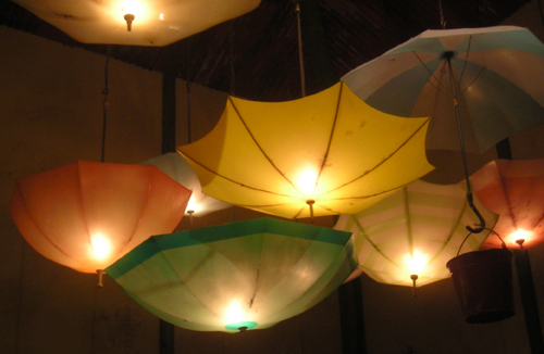 Lighted Umbrellas Photo