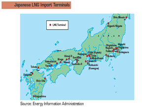Figure of Japanese LNG Import Terminals.  Having problems, call our National Energy Information Center at 202-586-8800 for help.
