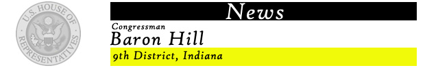 Congressman Baron Hill Press Release