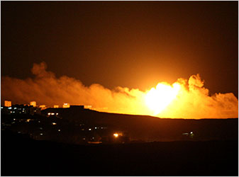 Israeli artillery fire lit up the sky above Gaza on Saturday night before the beginning of a ground offensive.