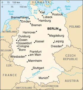 Map of Germany, courtesy of The World Factbook