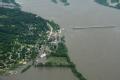 Clarksville, MO, June 24, 2008 -- An aerial view of Lock and Dam number 24 shows the degree of flooding occurring along this stretch of the Missis...