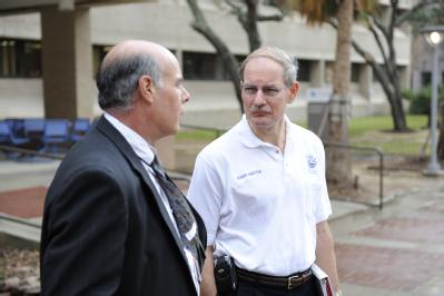 Galveston, TX, December 9, 2008 -- Deputy FEMA Administrator Harvey Johnson being briefed by Mike Megna, Vice President of Facilities at Universit...