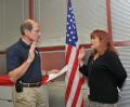 Galveston, TX, November 13, 2008 -- Admiral Harvey Johnson, FEMA's Deputy Director recites the oath of office to Celese DeLisle, a new FEMA local ...