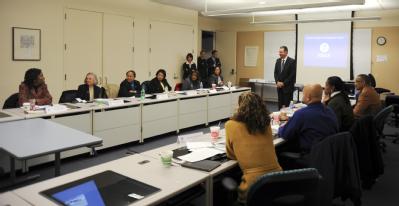 Washington, DC, December 3, 2008 -- FEMA Administrator R. David Paulison speaks with employees at an Employee Communications Committee meeting.  E...