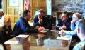 Little Rock, AR, March 31, 2008 -- FEMA Administrator Dave Paulison, left, speaks  with Arkansas Governor Mike Beebe, center and Senator Mark Pryo...