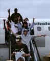 New Orleans, LA, September 6, 2008 -- Evacuated residents of the New Orleans area, return on their charted flight to New Orleans International Air...