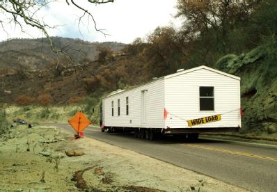 Pauma Valley, CA, November 28, 2007 --  A mobile home is towed to its destination through the Rincon Indian Reservation and into the La Jolla Indi...