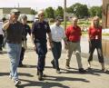 Waterloo, IA, June 12, 2008  -- Secretary of Homeland Security, Michael Chertoff tours Waterloo, IA  with Mayor Timothy J. Hurley (left) and other...