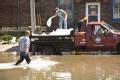 Waterloo, IA, June 12, 2008 -- Residents of Waterloo, IA are filling sand bags.  Waterloo and other towns in Iowa are experiencing record flooding...