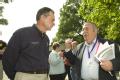 Waterloo, IA, June 13, 2008 -- FEMA Administrator R. David Paulison meets with Cedar Falls, IA mayor, Jon Crew. Paulison  and other State and loca...