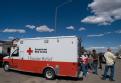 Windsor, Colorado, May 24, 2008 -- Red Cross Disaster Relief truck helps feed Volunteers; old Windsor High Schools friends who took the day off to...