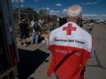 Windsor, Colorado, May 24, 2008 -- The back of a Red Cross Disaster field worker, here to help feed Volunteers who took the  day off to help clean...