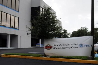Sanford, FL, September 20, 2008 -- Signs are placed at the Seminole FEMA/State Disaster Recovery Center(DRC) to help those affected by flooding fr...