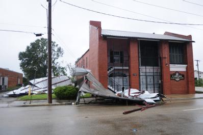 Baton Rouge, LA, September 1, 2008 --  Hurricane Gustav hit the city of Baton Rouge with 100 mph plus winds and took the roof off of the Alpha Kap...