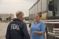 San Antonio, TX, August 29, 2008 -- Gerry Stoler, FEMA Operations liaison, talks to a bus driver who is participating in the evacuation program in...