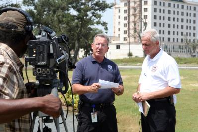 Gulfport, MS  September 4, 2008 -- FEMA Incident Management Assistance Team OPS Lead George Amos and Harrison County (MS) Emergency Management Dir...