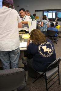 Baton Rouge, LA, September 3, 2008 -- Animal Health Services employees in the EOC, during disaster recovery efforts for Hurricane Gustav. Jacinta ...