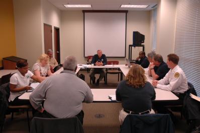 Union, MO, April 3, 2008 -- Taking information on damaged infrastructure from Franklin County's city and county officials at a Public Assistance P...