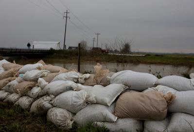 Cape Girardeau, MO, March 29, 2008 -- Sandbags top a levee that withstood Mississippi river flooding in Cape Girardeau County.  
Andrea Booher/FEMA