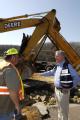 Piedmont, MO, March, 20, 2008 -- Missouri Lieutenant Governor Peter Kinder speaks with road workers at a damage site as he tours flood damaged are...