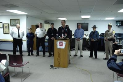 Eureka, MO, March 21, 2008 -- Region 7 Regional Administrator Richard Hainje speaks at a news conference held with local and state officials to di...