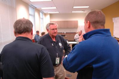 Union, MO, April 3, 2008 -- Donald Jordison, Public Assistance Preliminary Damage Assessment team leader, works with Pacific city administrator Ha...