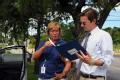 Ft. Pierce, FL, September 16, 2008 -- FEMA Public Information Officer(PIO) Renee Bafalis provides WPTV-TV (NBC) 5 reporter Bryan Garner a Press Ki...