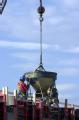 Arlington, VA, March 7, 2002 -- Construction workers continue work on top of the Pentagon. The reconstruction is a result of a terrorist attack on...