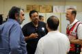 Estero, FL, September 13, 2008 -- At the Lee County Red Cross Shelter FEMA PIO William Lindsey speaks with Mexican Consulate Representative Brent ...