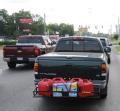 Beaumont, TX, August 31, 2008 -- A truck carries spare gas cans  in the city of Beaumont, TX.  Residents of the city have been ordered to evacuate...