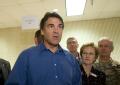Tyler, TX, September 3,2008--Governor Rick Perry, R-TX visits of the shelters that was housing evacuees from Beaumont, TX.  In a press conference ...