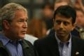 Baton Rouge, LA, September 3, 2008 -- President George W. Bush and Governor Bobby Jindal greet EOC employees, during disaster recovery efforts for...