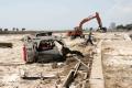 Gulfport, MS, September 10, 2008 -- What were once bleachers are now little more than scrap lumber, thanks to the storm surge from Hurricane Gusta...