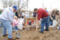 Fenton, MO, March 21, 2008 -- Local residents and area volunteers band together to fill sand bags and stack them next to businesses and property o...