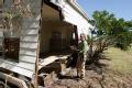 Shoreacres, TX, October 8, 2008 -- FEMA House Inspector Michael Lane examines one of the homes on Miramiar Drive that was damaged by Hurricane Ike...