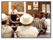 Graphic of a CRS coordinator holding a class.