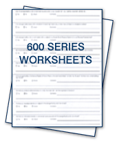 Graphic with the words 600 Series Worksheet written on it.