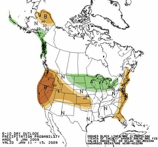 Latest 6 to 10 Day Precipitation Outlook