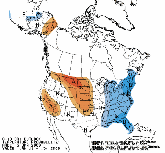 Latest 6 to 10 Day Temperature Outlook