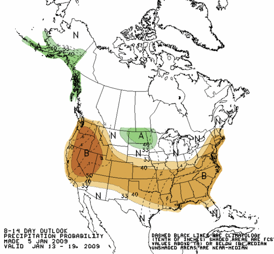 Latest 8 to 14 Day Precipitation Outlook