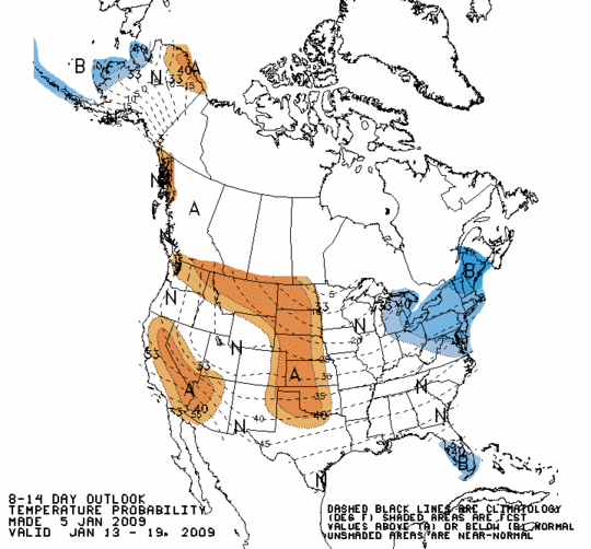 Latest 8 to 14 Day Temperature Outlook